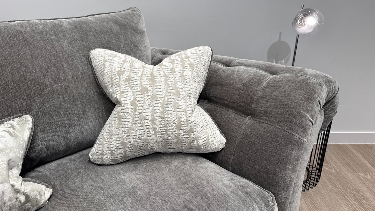Sofology Highgrove Fabric 3 Seater Full Back Extra Flex Seats in Luxury Deep Pile Chenille Grey Mix