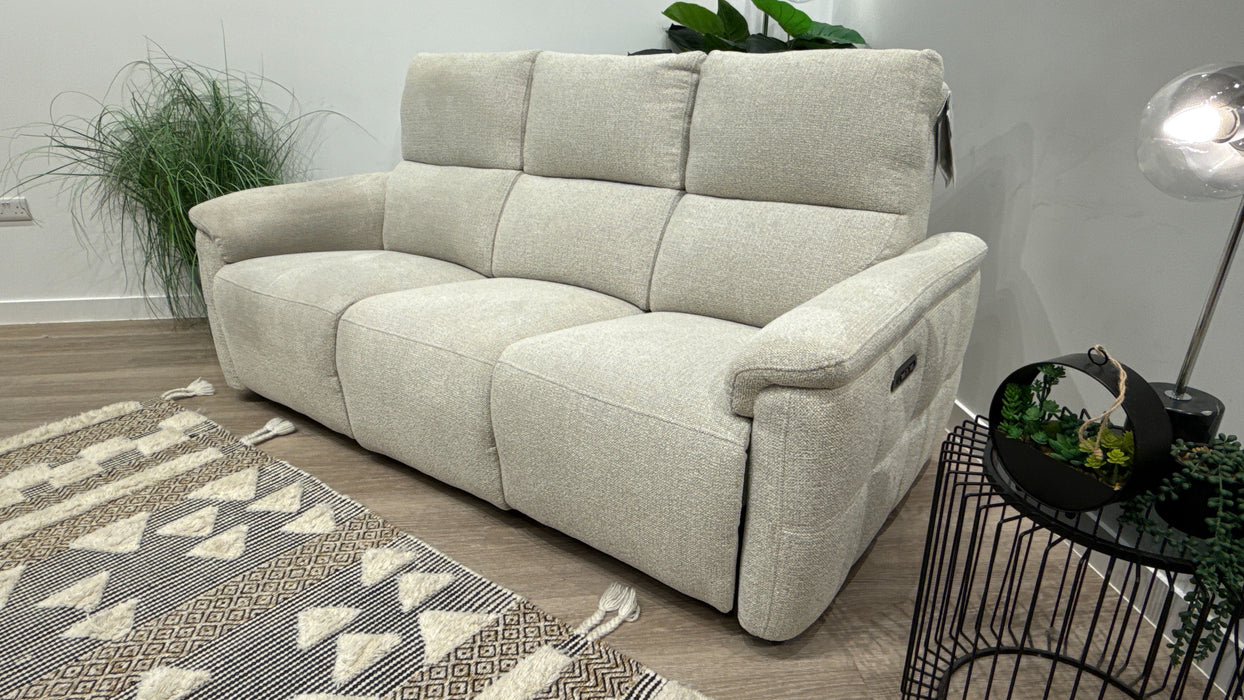 Sofology Ripley Fabric 3 Seater Power Recliner + Power Headrest in Woven Textured Dove