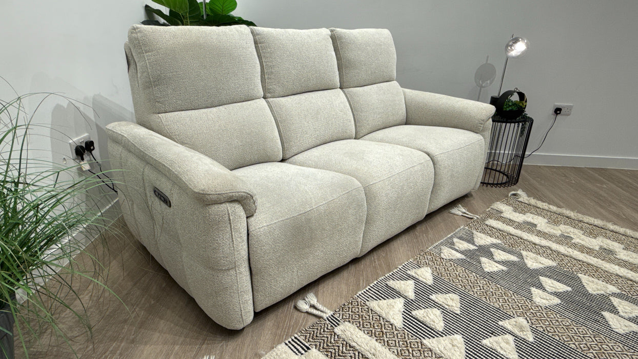 Sofology Ripley Fabric 3 Seater Power Recliner + Power Headrest in Woven Textured Dove