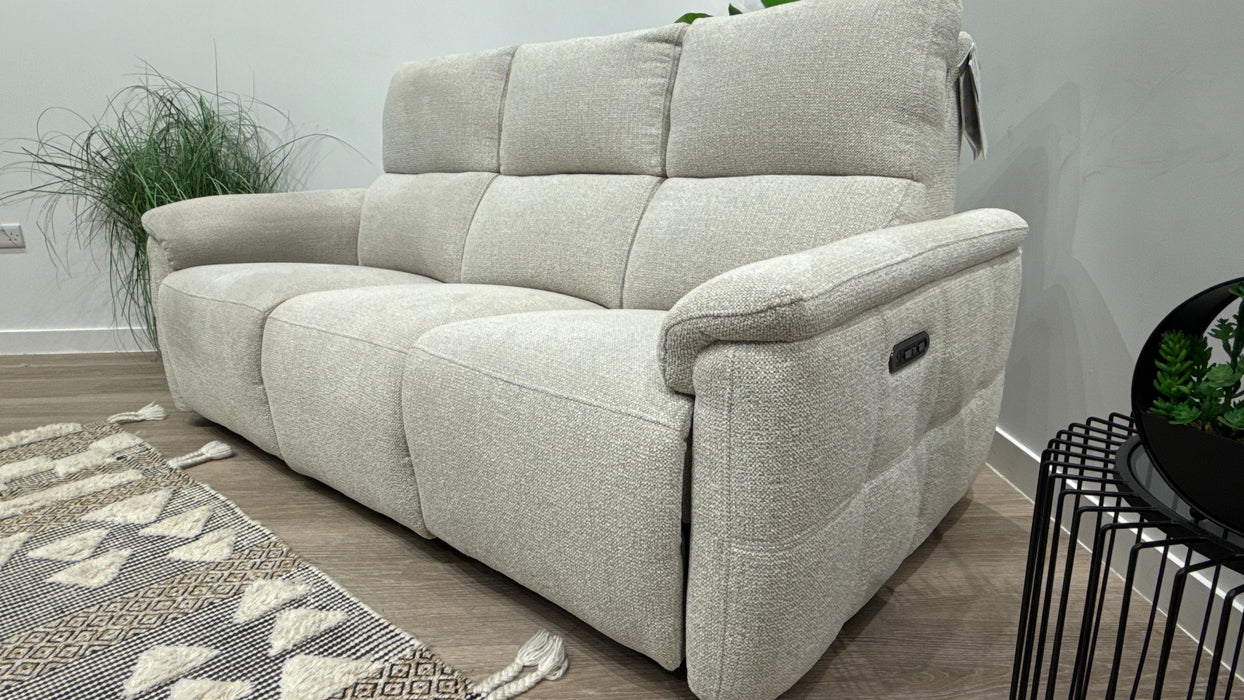 Sofology Ripley Fabric 3 Seater Power Recliner + Power Headrest in Woven Textured Dove