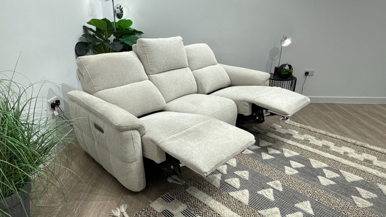 Sofology Ripley Fabric 3 Seater Power Recliner + Power Headrest in Woven Textured Dove