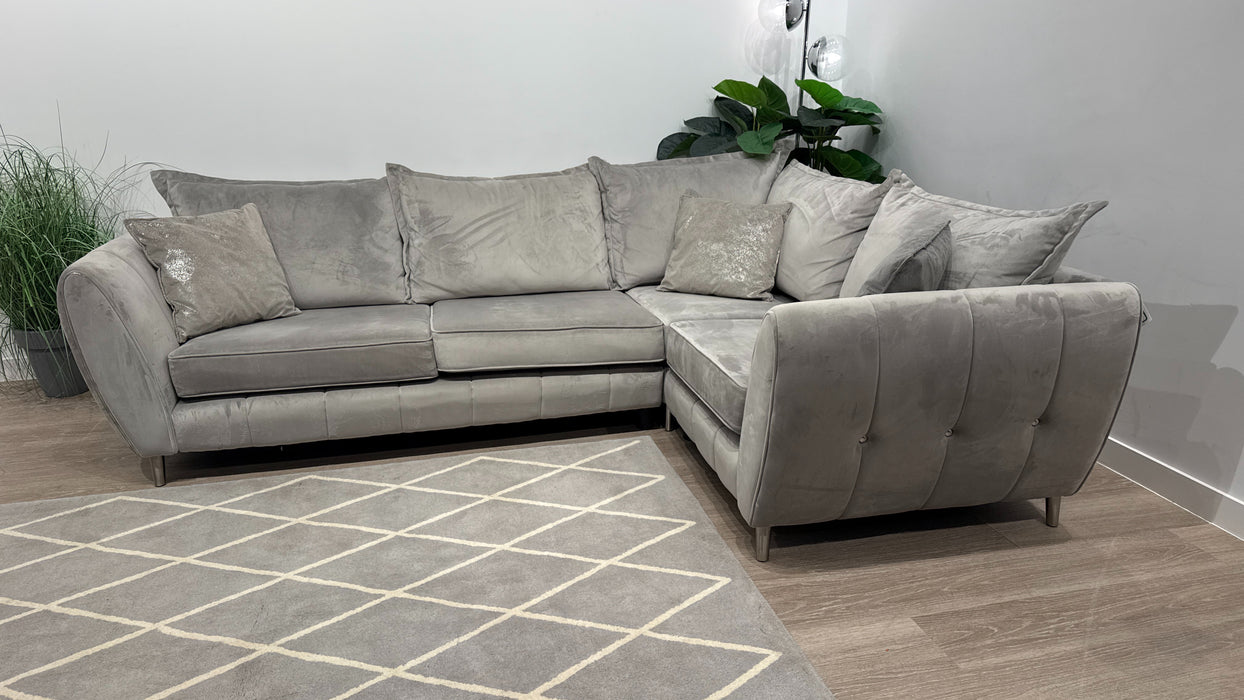Sofology Gabrielle 3 Corner 1 Fabric Sofa in Plush Silver/Mink Mix
