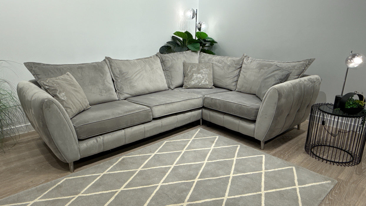 Sofology Gabrielle 3 Corner 1 Fabric Sofa in Plush Silver/Mink Mix