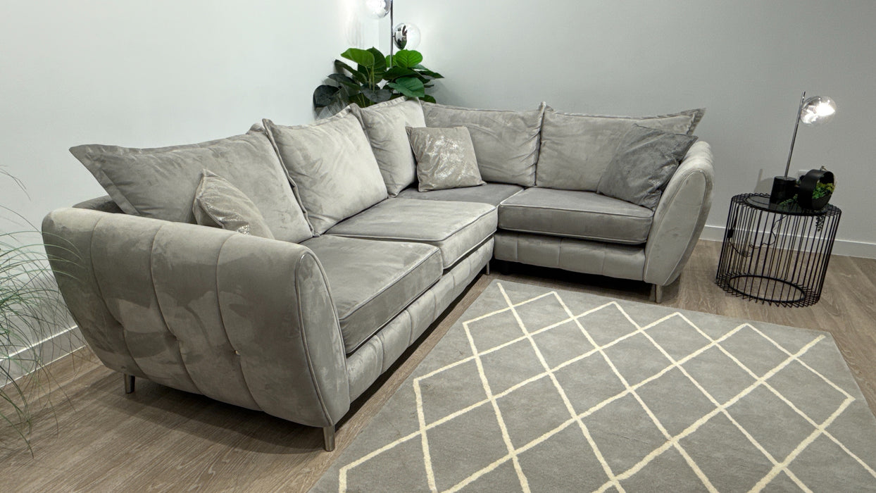 Sofology Gabrielle 3 Corner 1 Fabric Sofa in Plush Silver/Mink Mix