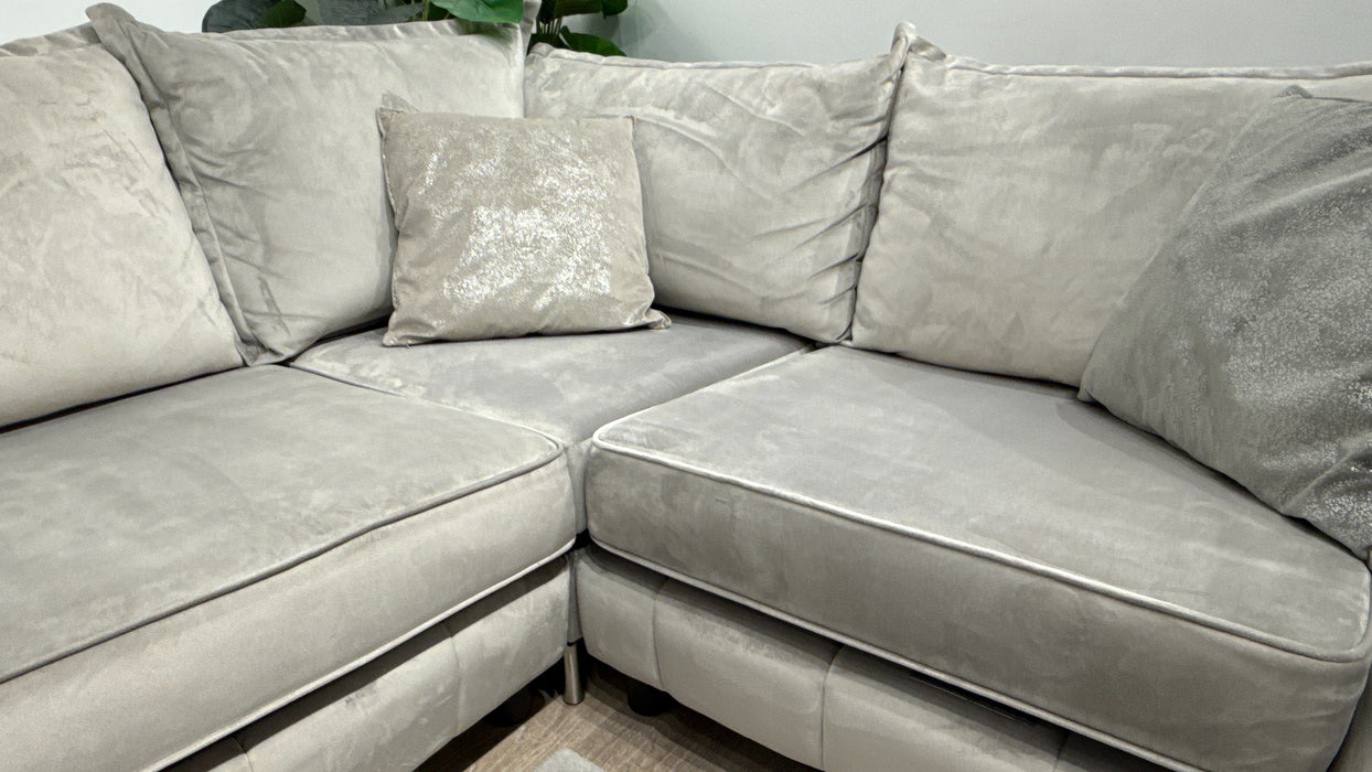 Sofology Gabrielle 3 Corner 1 Fabric Sofa in Plush Silver/Mink Mix
