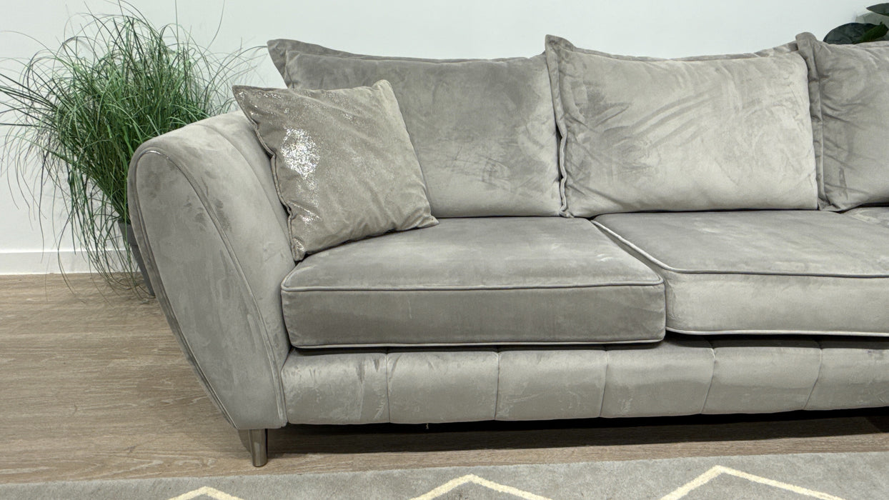 Sofology Gabrielle 3 Corner 1 Fabric Sofa in Plush Silver/Mink Mix