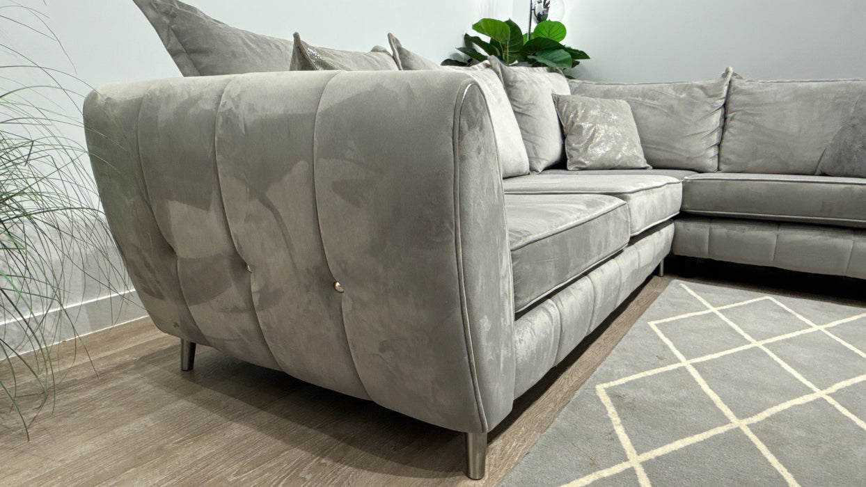 Sofology Gabrielle 3 Corner 1 Fabric Sofa in Plush Silver/Mink Mix