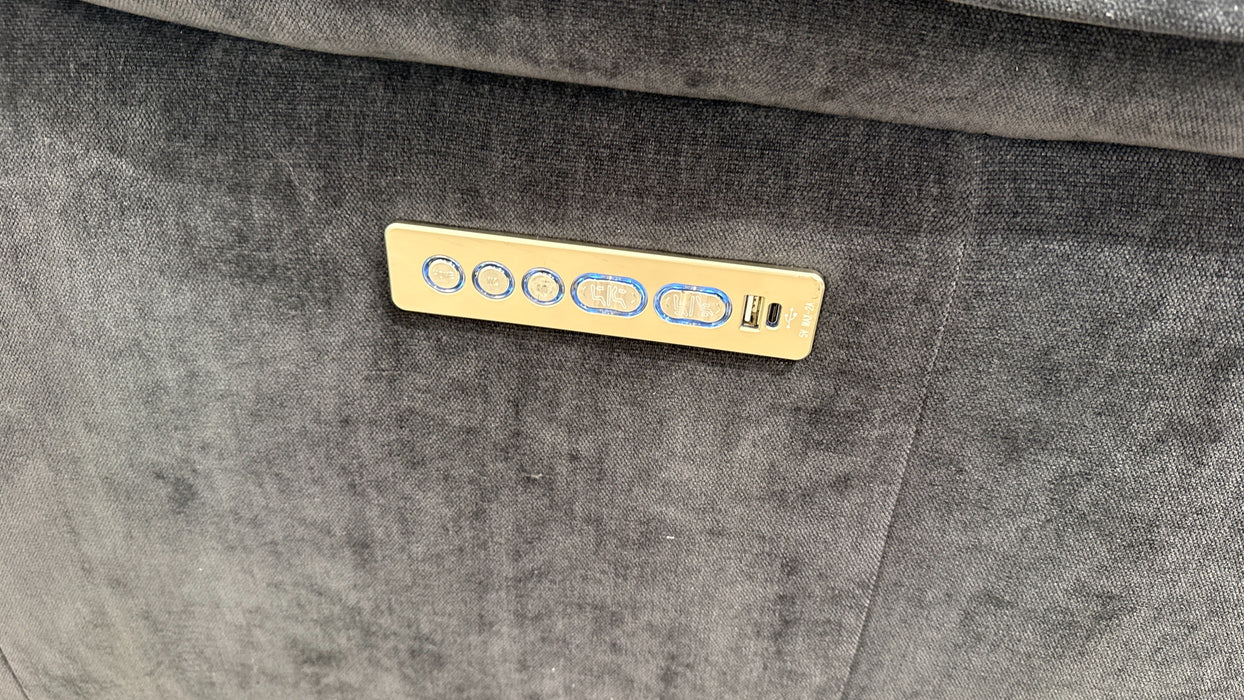 Sofology Carrera 3 Corner Smart Console, 1.5 Seater Fabric Sofa Power Recliner + Power Headrest in Relaxed Chenille Ink