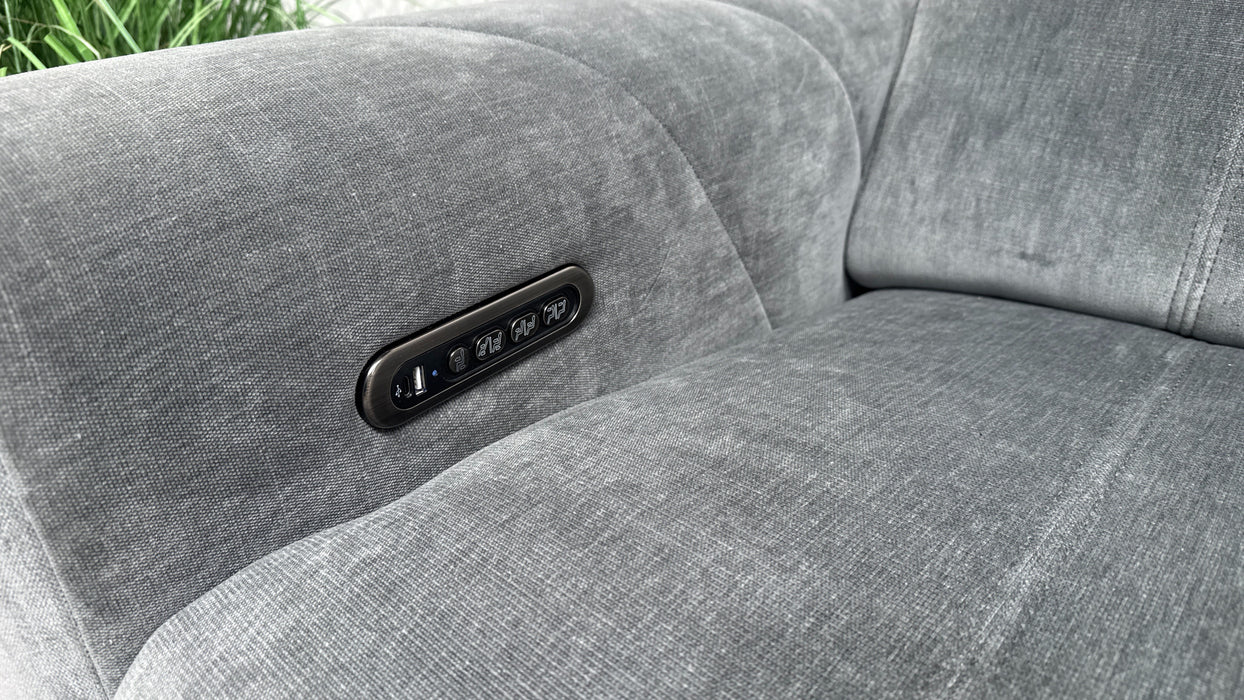 Sofology  Allure 2.5 Seater Power Recliner, Power Headrest + Lumbar Fabric Sofa in Relaxed Chenille Charcoal