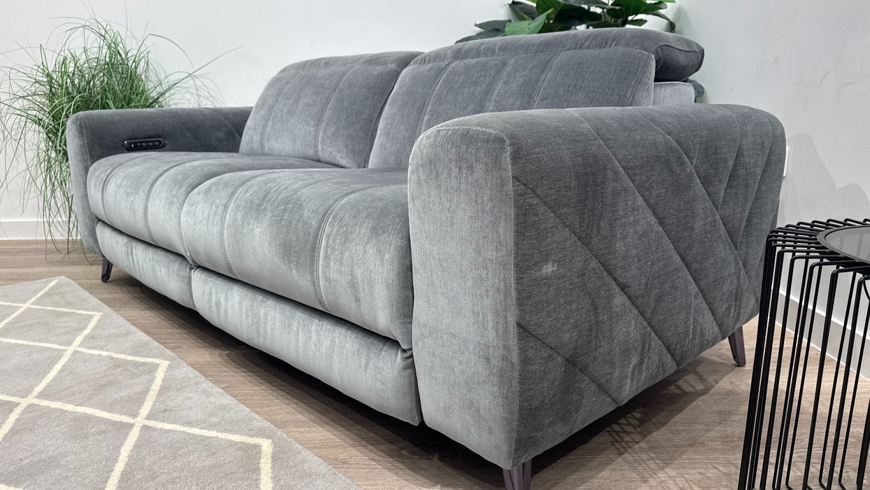 Sofology  Allure 2.5 Seater Power Recliner, Power Headrest + Lumbar Fabric Sofa in Relaxed Chenille Charcoal