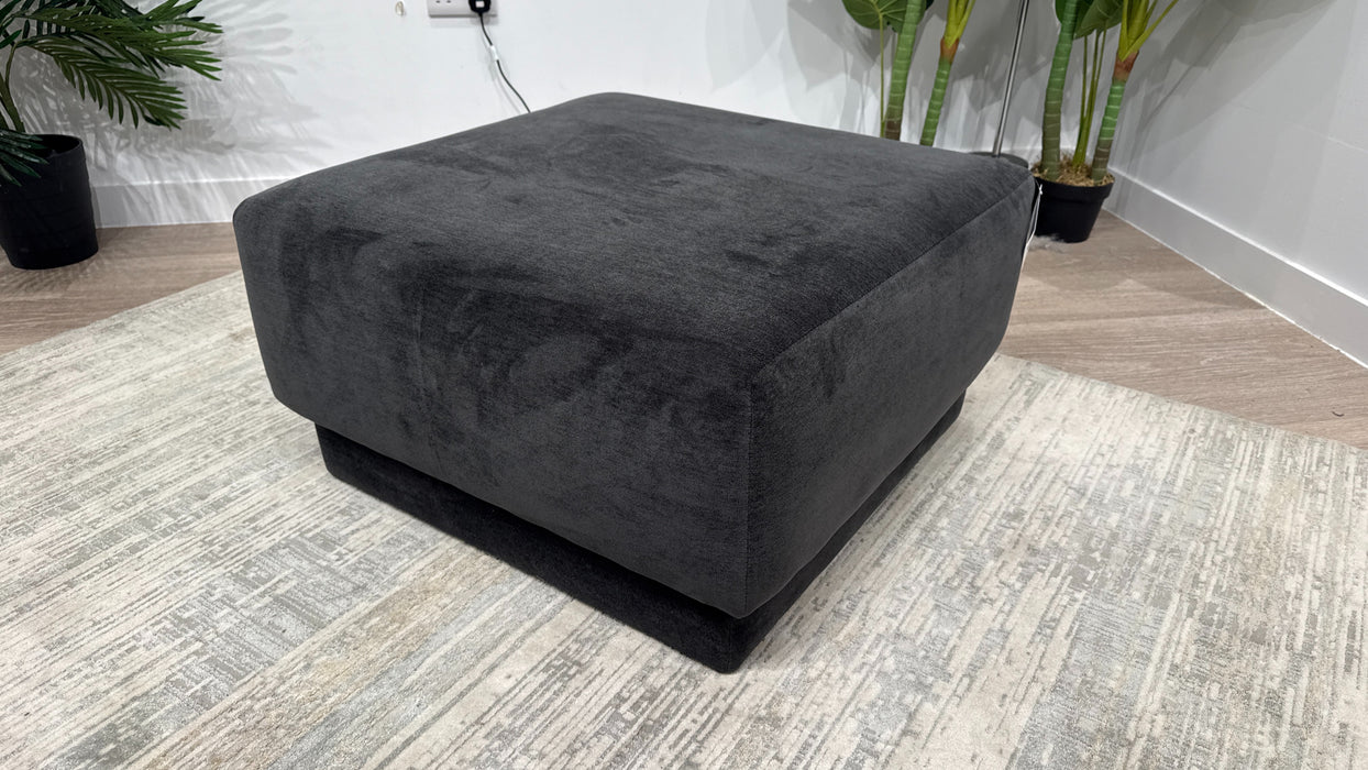 Sofology  Cove Designer fabric Footstool in Chenille Anthracite