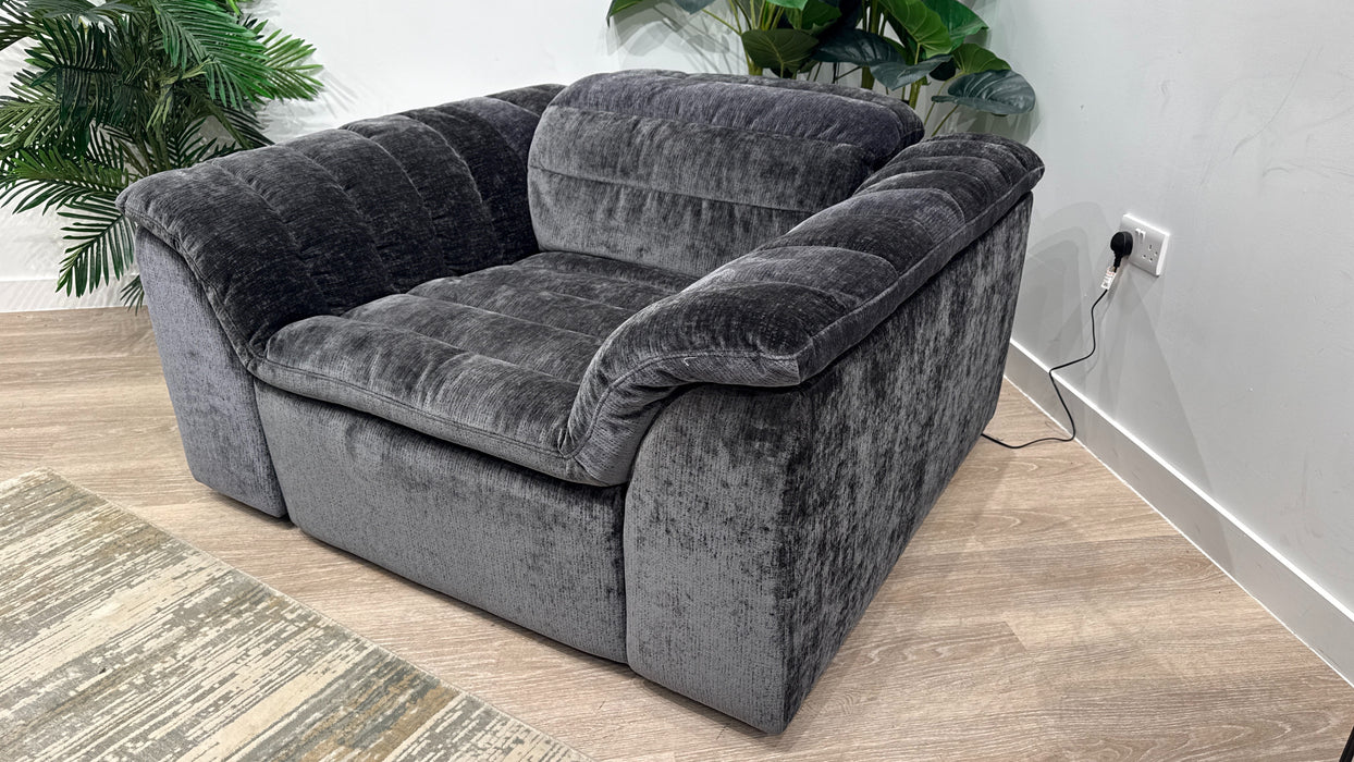 Sofology Olson Fabric Power Recliner in Textured Chenille Anthracite