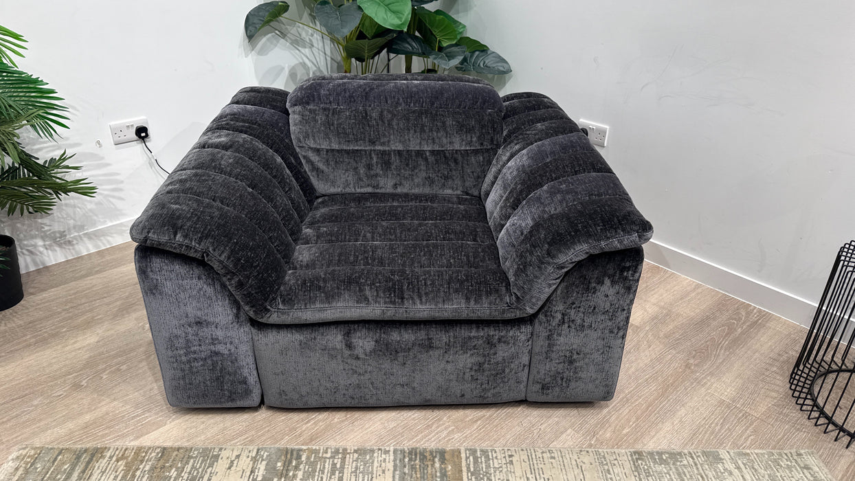 Sofology Olson Fabric Power Recliner in Textured Chenille Anthracite