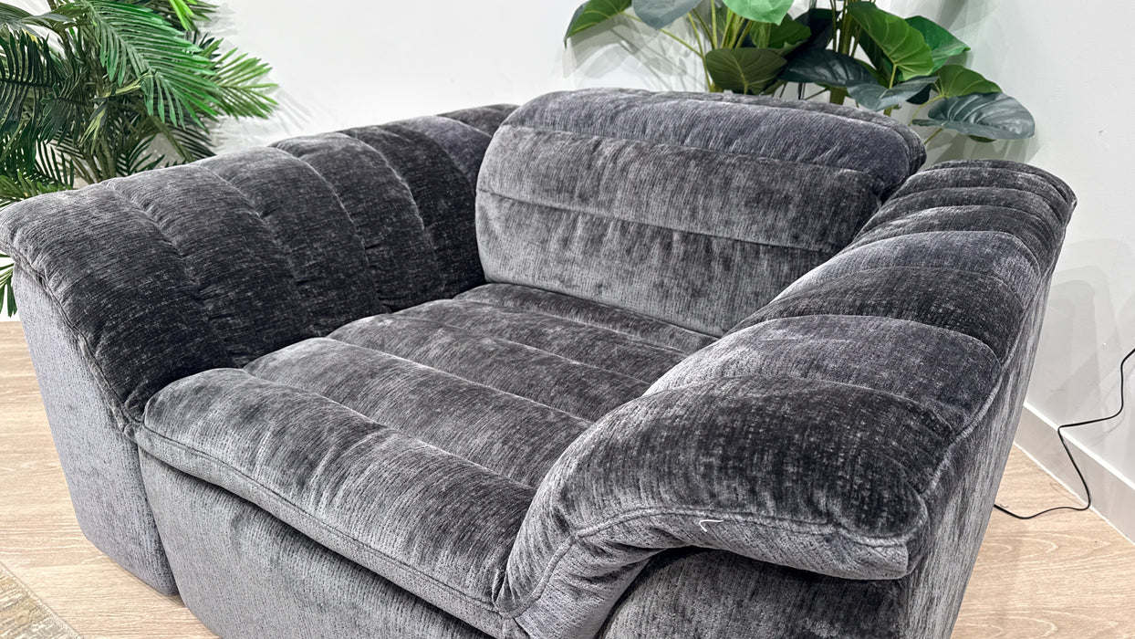 Sofology Olson Fabric Power Recliner in Textured Chenille Anthracite