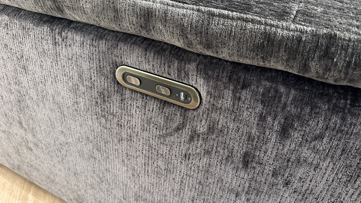 Sofology Olson Fabric Power Recliner in Textured Chenille Anthracite