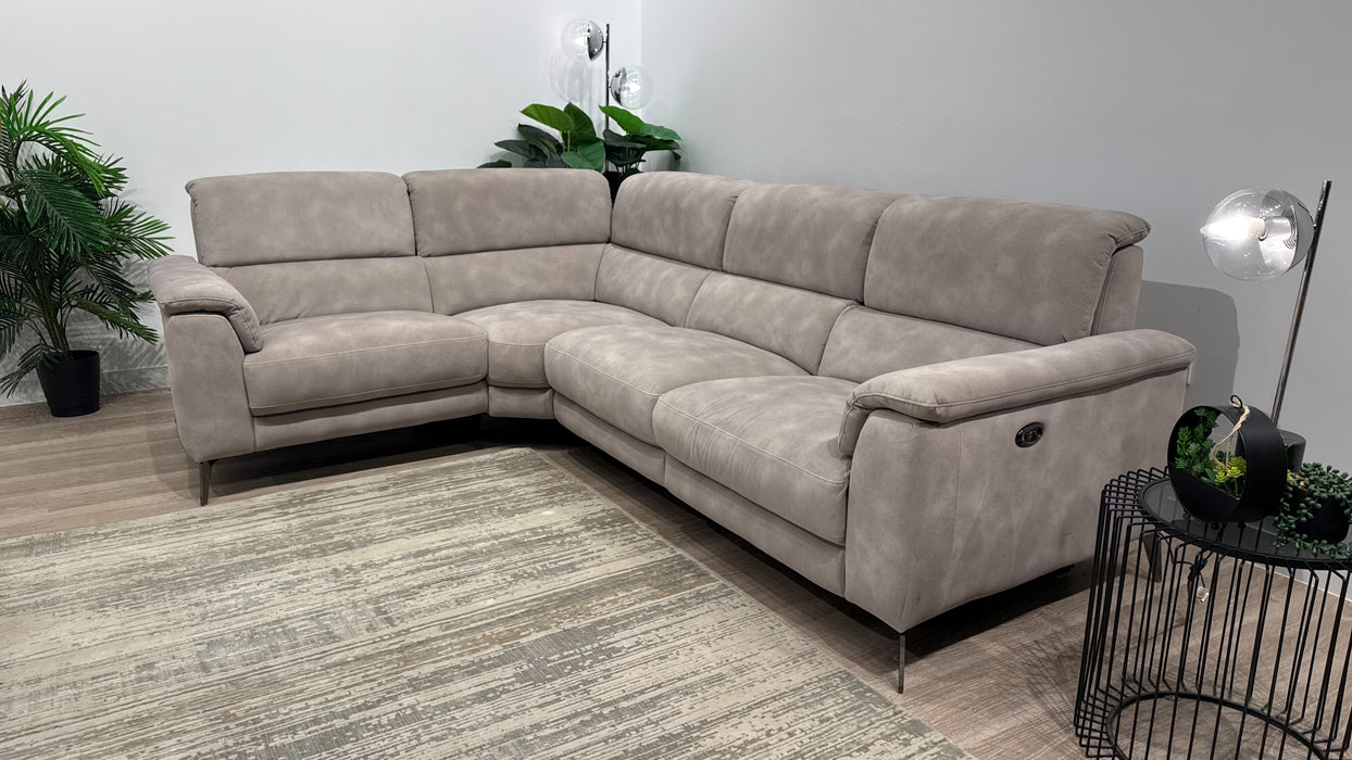 Sofology Illinois 1 Corner 2 Fabric Sofa Single Power Recliner in Mottled Marble