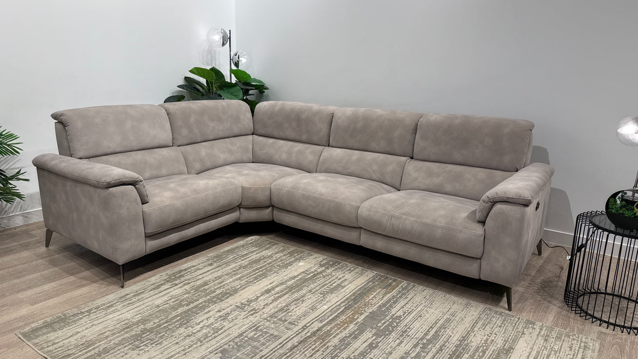 Sofology Illinois 1 Corner 2 Fabric Sofa Single Power Recliner in Mottled Marble