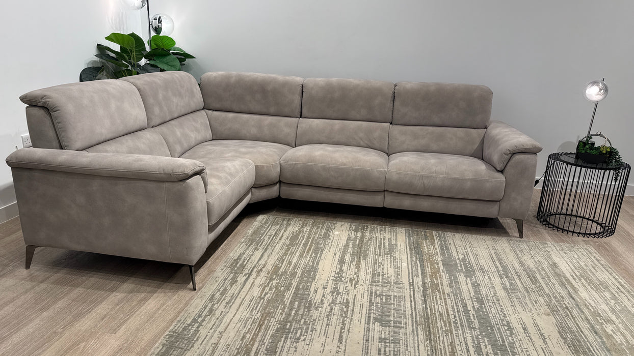 Sofology Illinois 1 Corner 2 Fabric Sofa Single Power Recliner in Mottled Marble