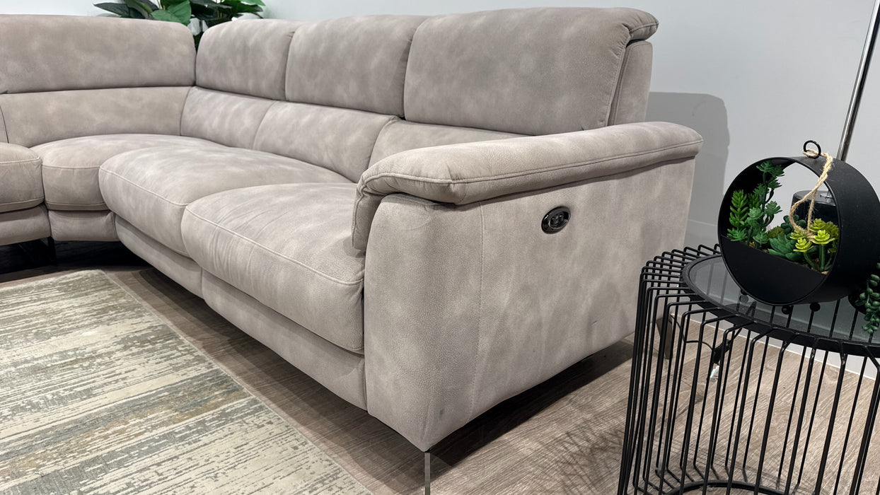 Sofology Illinois 1 Corner 2 Fabric Sofa Single Power Recliner in Mottled Marble
