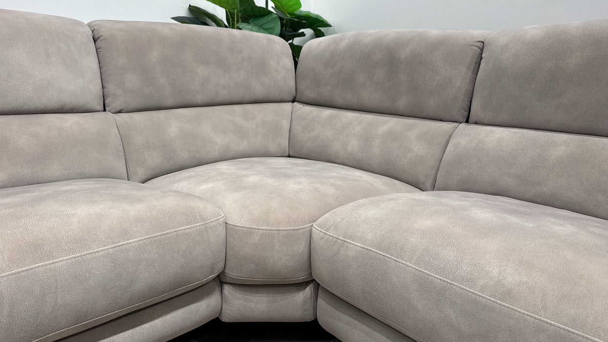 Sofology Illinois 1 Corner 2 Fabric Sofa Single Power Recliner in Mottled Marble
