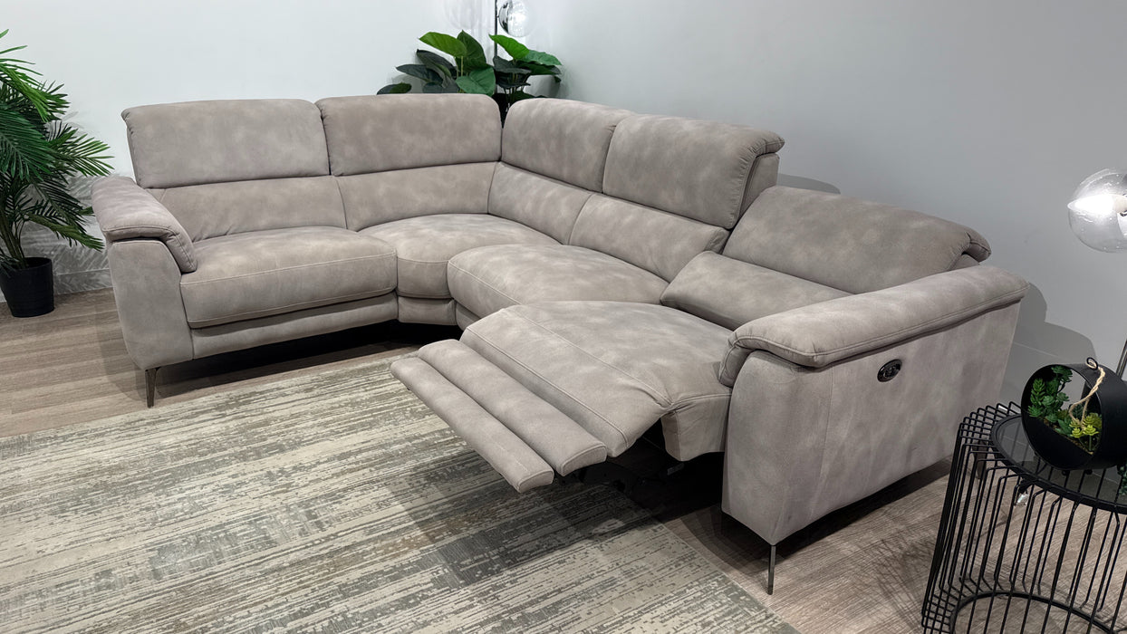 Sofology Illinois 1 Corner 2 Fabric Sofa Single Power Recliner in Mottled Marble