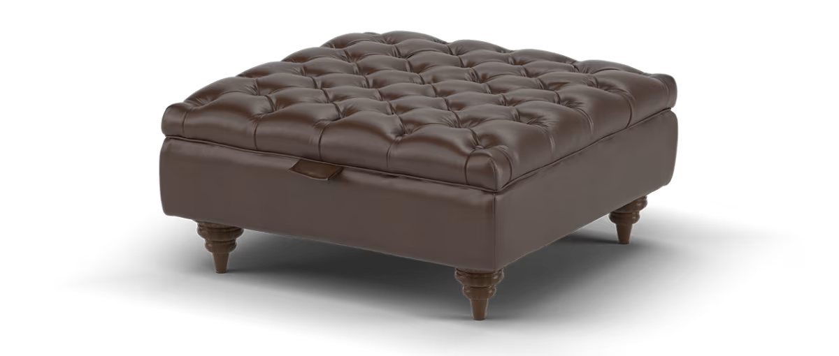 Sofology Darcy Leather Designer Footstool without Studs in Trusty Supersoft Sheen Chetsnut
