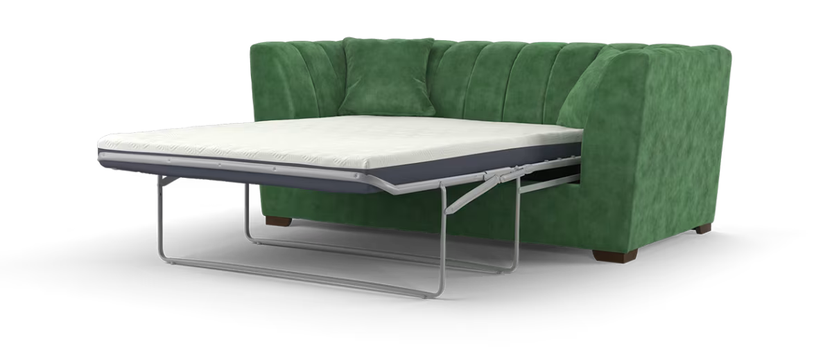 Sofology Downtown Fabric 2 Seater Sofa Bed Hybrid Pocket Mattress in Soft Chenille Moss