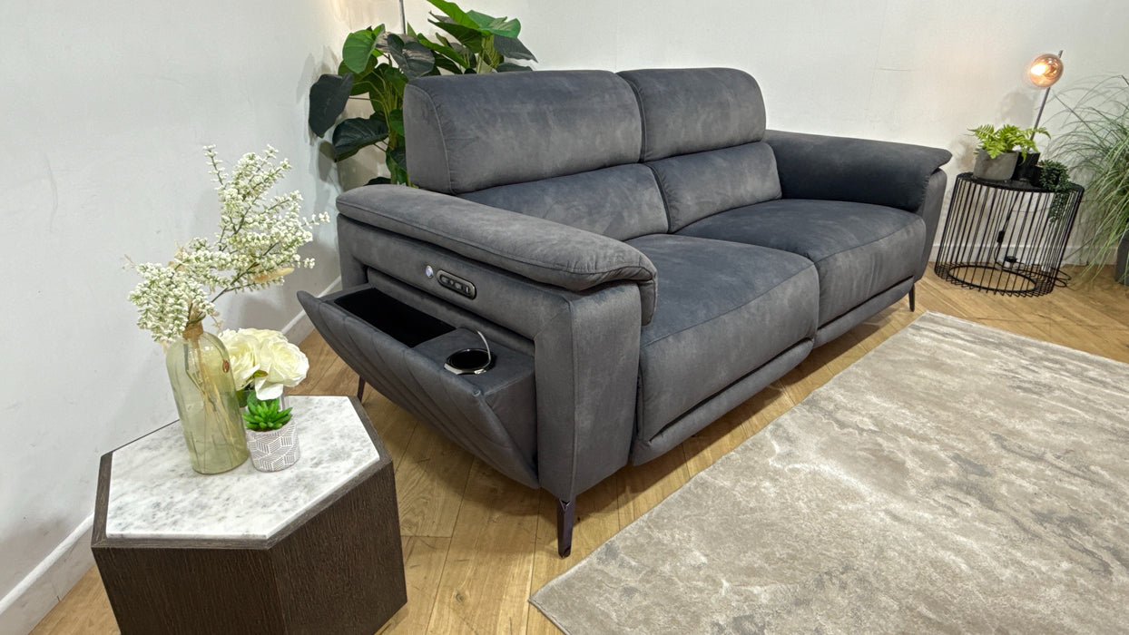 Sofology Fratelli Fabric 2.5 Seater Power Recliner/Headrest in Lifestyle Flecked Charcoal