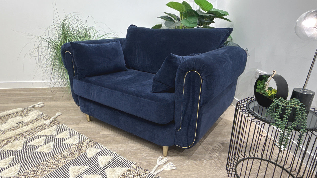 Sofology Chamonix Fabric Loveseat in Chenille Navy
