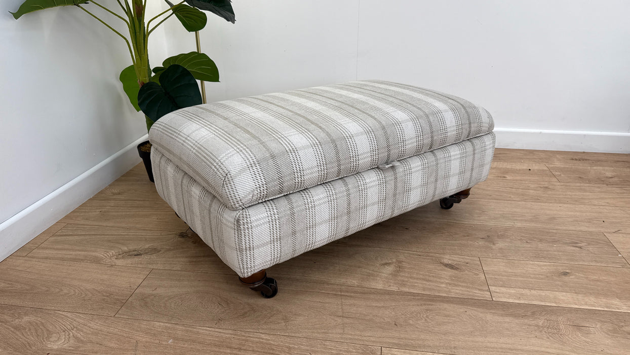 DFS The Wimborne Fabric Footstool in Check Stone