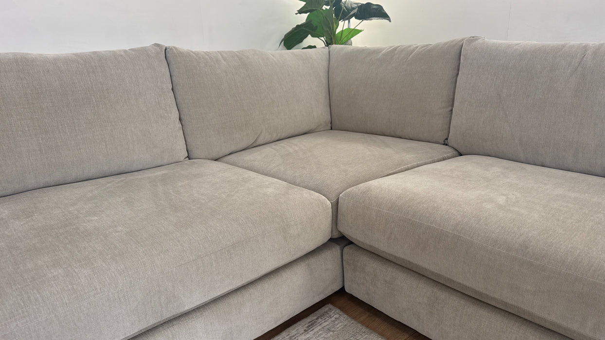 Sofology Majestica Fabric Chaise 1 Corner 3 in Soft-Chenille Linen