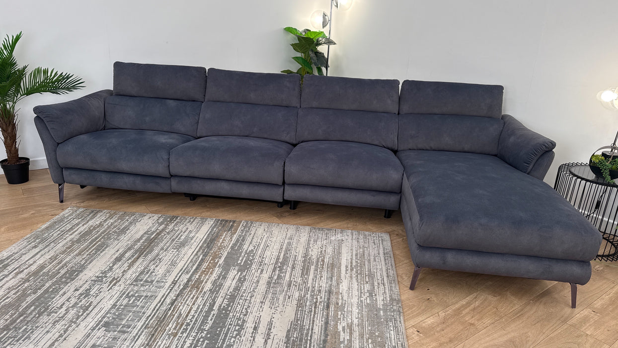 Sofology The Missouri 4 Seater Chaise Recliner Sofa in Lifestyle Flecked Fabric Charcoal