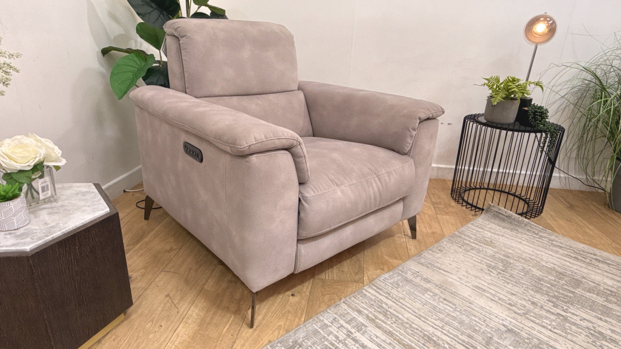 Sofology Illinois Fabric Chair Power Recliner/Headrest in Lifestyle Mottled Marble