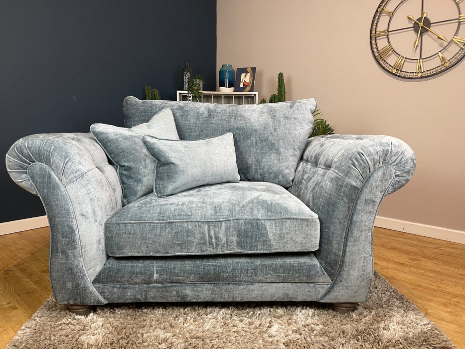 Highgrove Fabric Loveseat - Luxe Chenille Steel Blue - Full Back Extra Flex Seats (WA2)