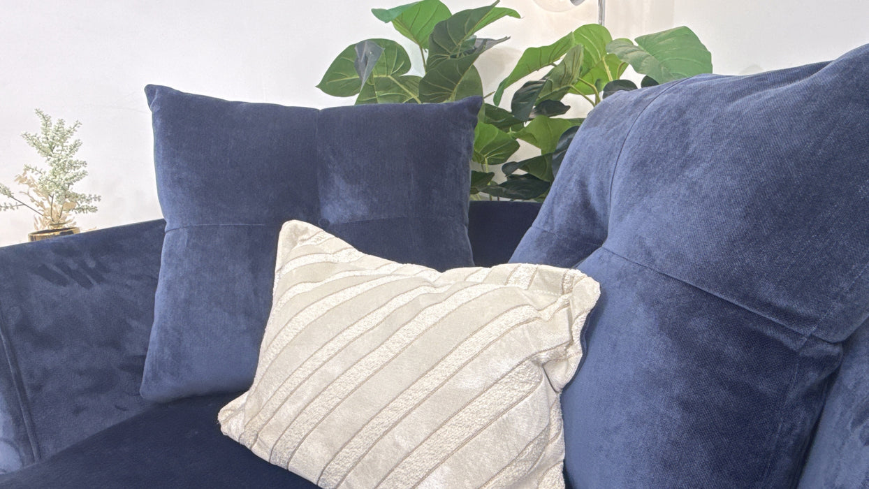 Sofology Oscar Fabric Large Swivel Chair in Fine Textured Chenille Denim Mix