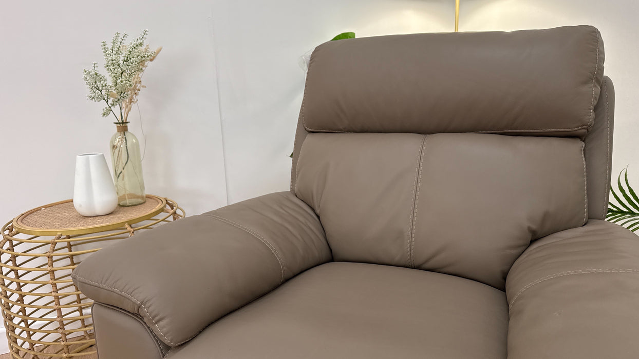 DFS Nevara Leather Recliner in Pine Bark