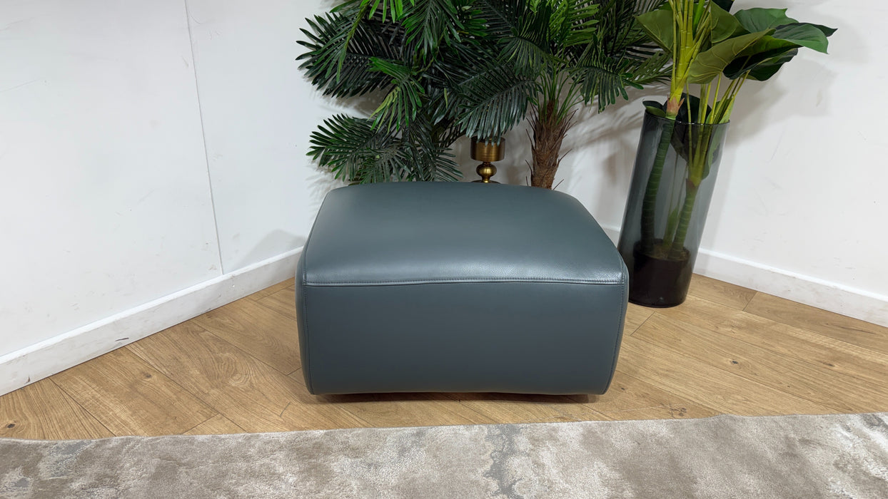 Sofology Leather Designer Footstool in Peacock