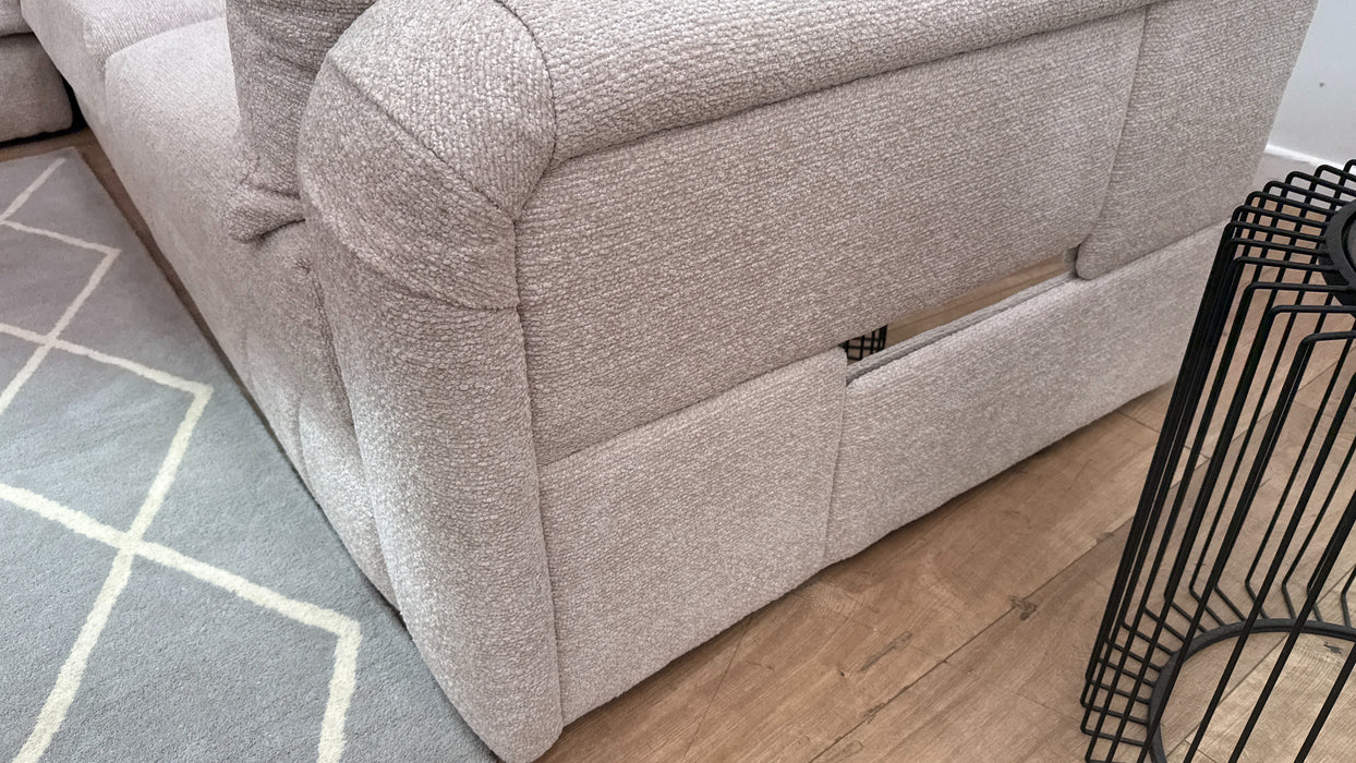 Sofology Westwood Fabric 1 Corner 3 Silver Trim in Soft Boucle Blush Mix