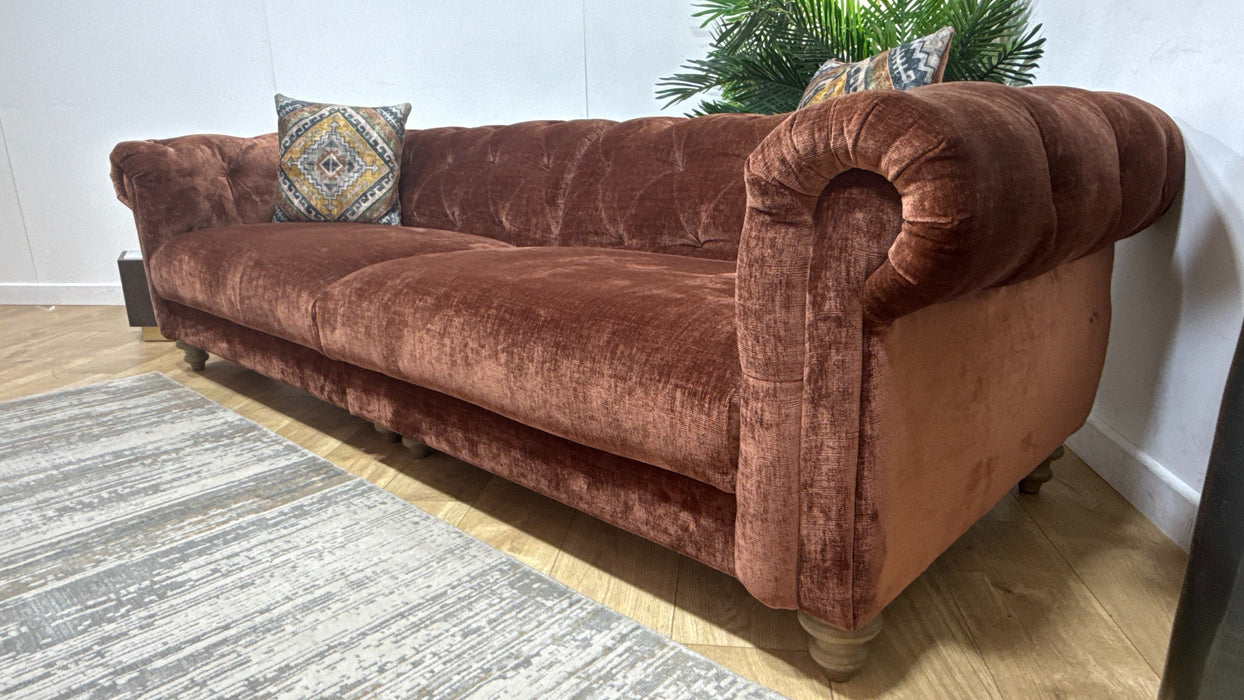 Sofology Kensington Fabric 4 Seater Split in Luxury Chenille Rust Mix