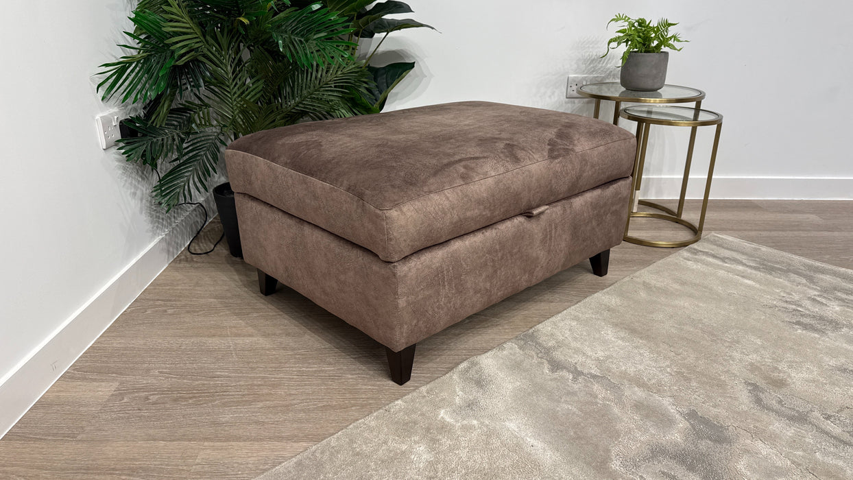 DFS Devine Self Piped Storage Footstool Devine Self Piped in Chocolate