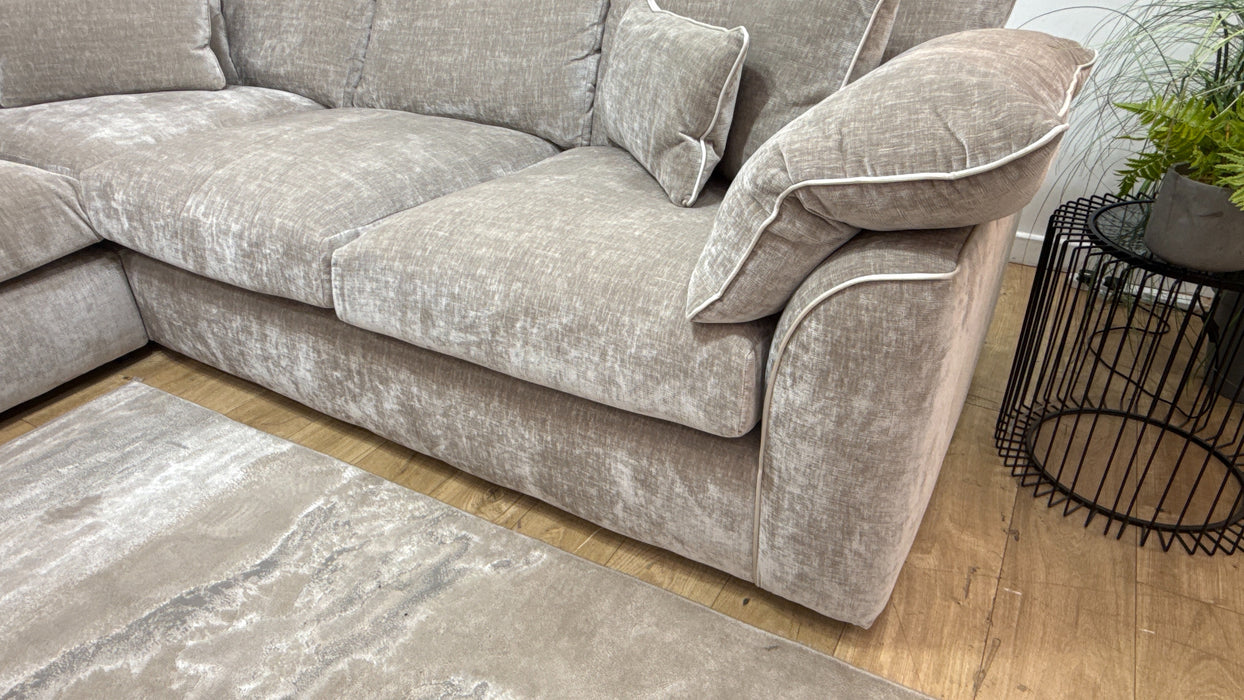 Sofology Georgio Fabric 1 Corner 3 Extra Flex Seats in Luxe Chenille Stone