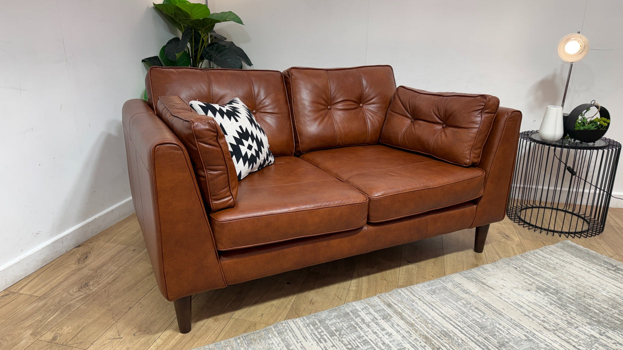 Sofology Cricket Leather 2 Seater in Tan Mix