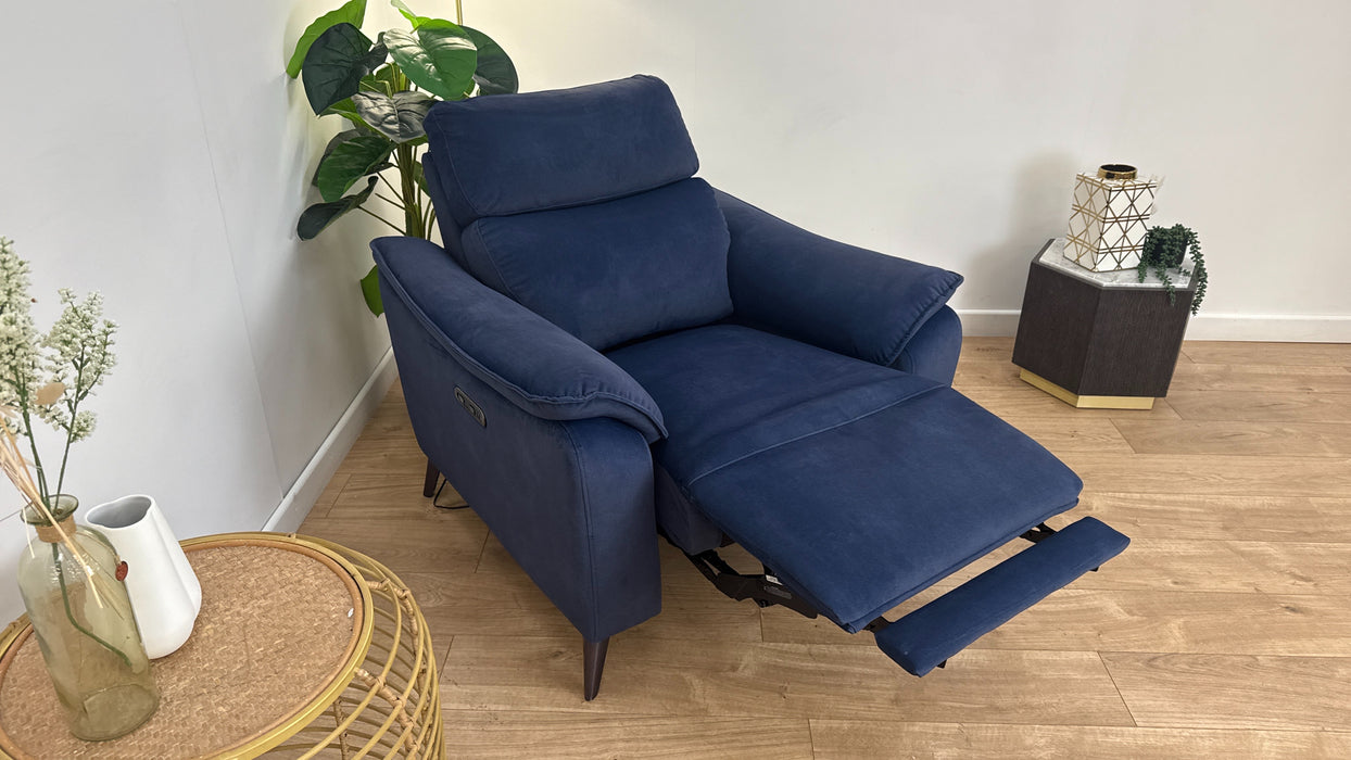 Sofology The Arlo Fabric Chair Power Recliner in Lifestyle Flecked Navy