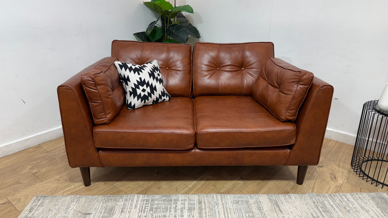 Sofology Cricket Leather 2 Seater in Tan Mix