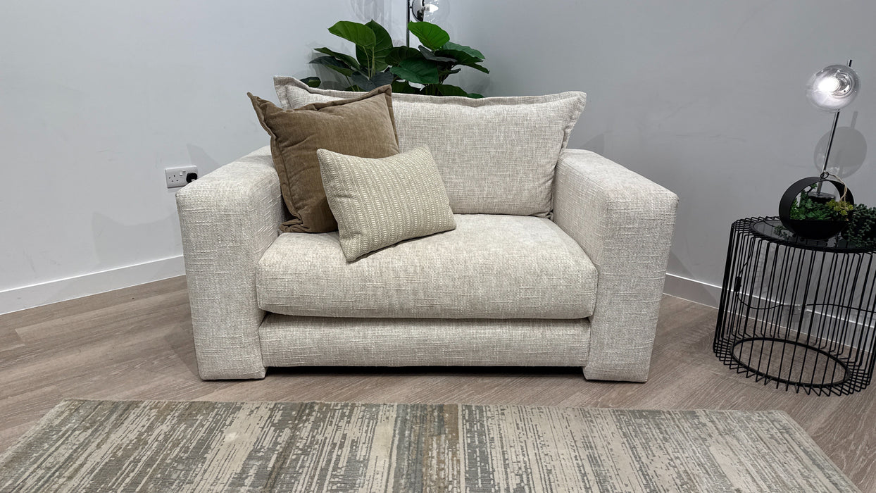 Sofology Cove  Fabric Loveseat Light Wood Panel in Artisan Chenille Ecru Mix