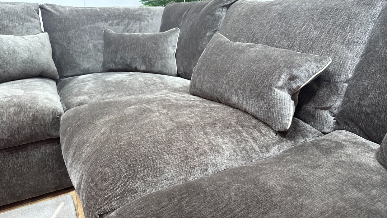 Sofology Georgio Fabric 1 Corner 3 Feather Flex Seats in Luxury Deep Pile Chenille Mole Mix