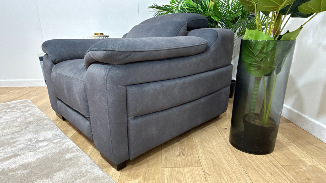 Sofology Portland Fabric Chair Power Recliner/Headrest Heated Seat in Lifestyle Flecked Charcoal