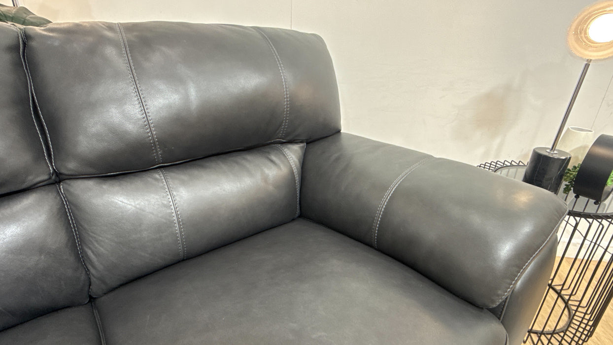 Sofology Santina Leather 2 Seater in Relaxed Soft Charcoal