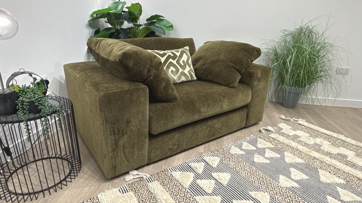 Sofology Harrington Fabric Love Seat in Mulliner Mix Olive
