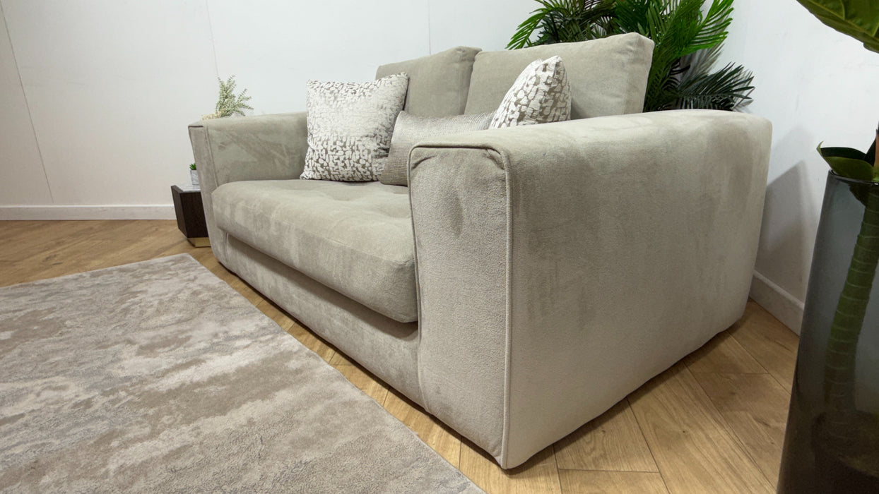 Sofology Ascot Fabric 2 Seater Bench Seat in Soft Sherpa Stone Mix